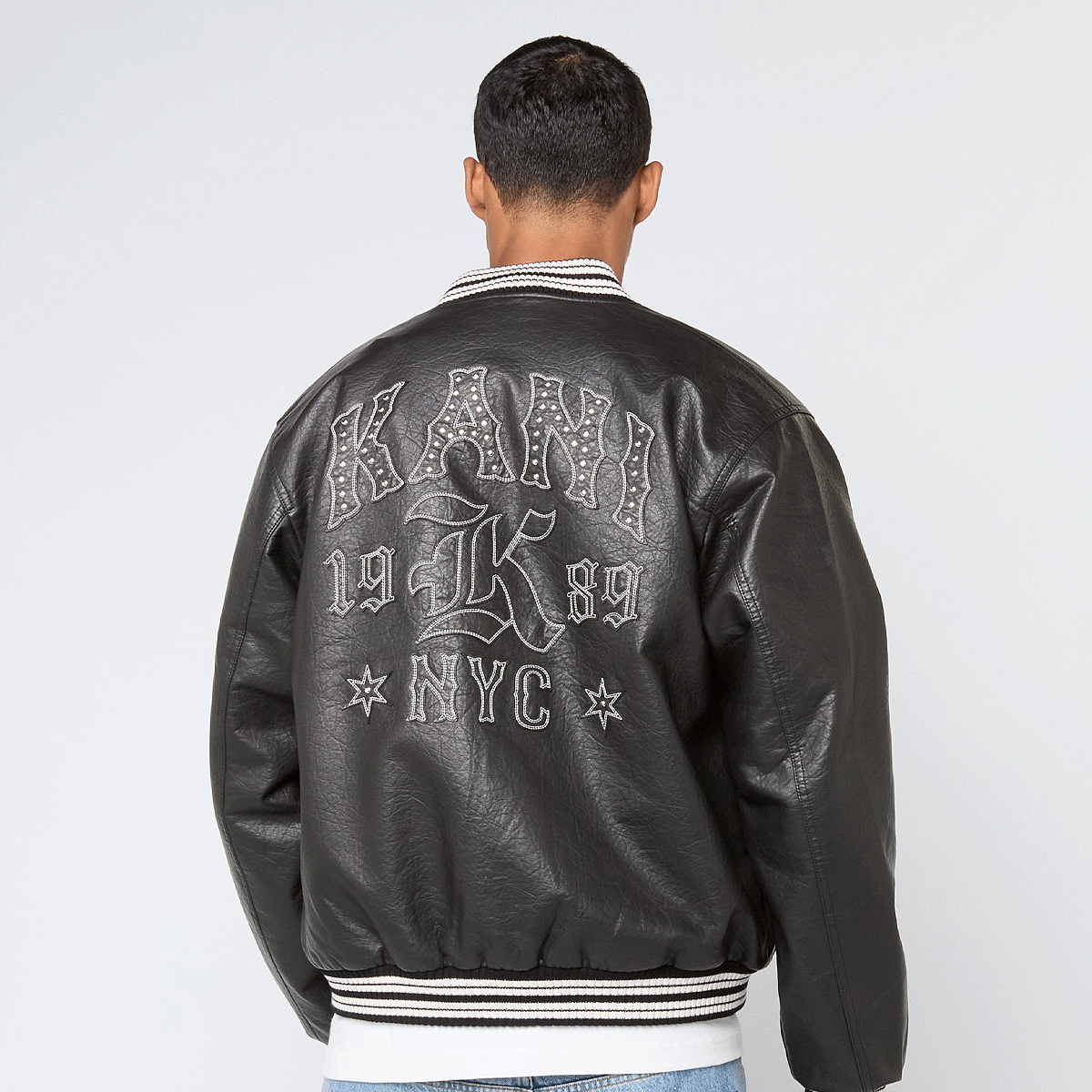 Karl Kani レザージャケット Karl Kani Kani Western Pu Leather College Jacket czarny | KM253