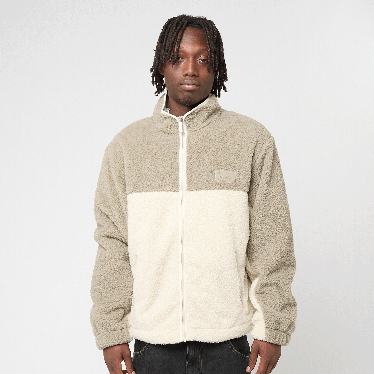 Karl Kani Signature Rubber Patch Teddy Zip Jacket beige | KM253