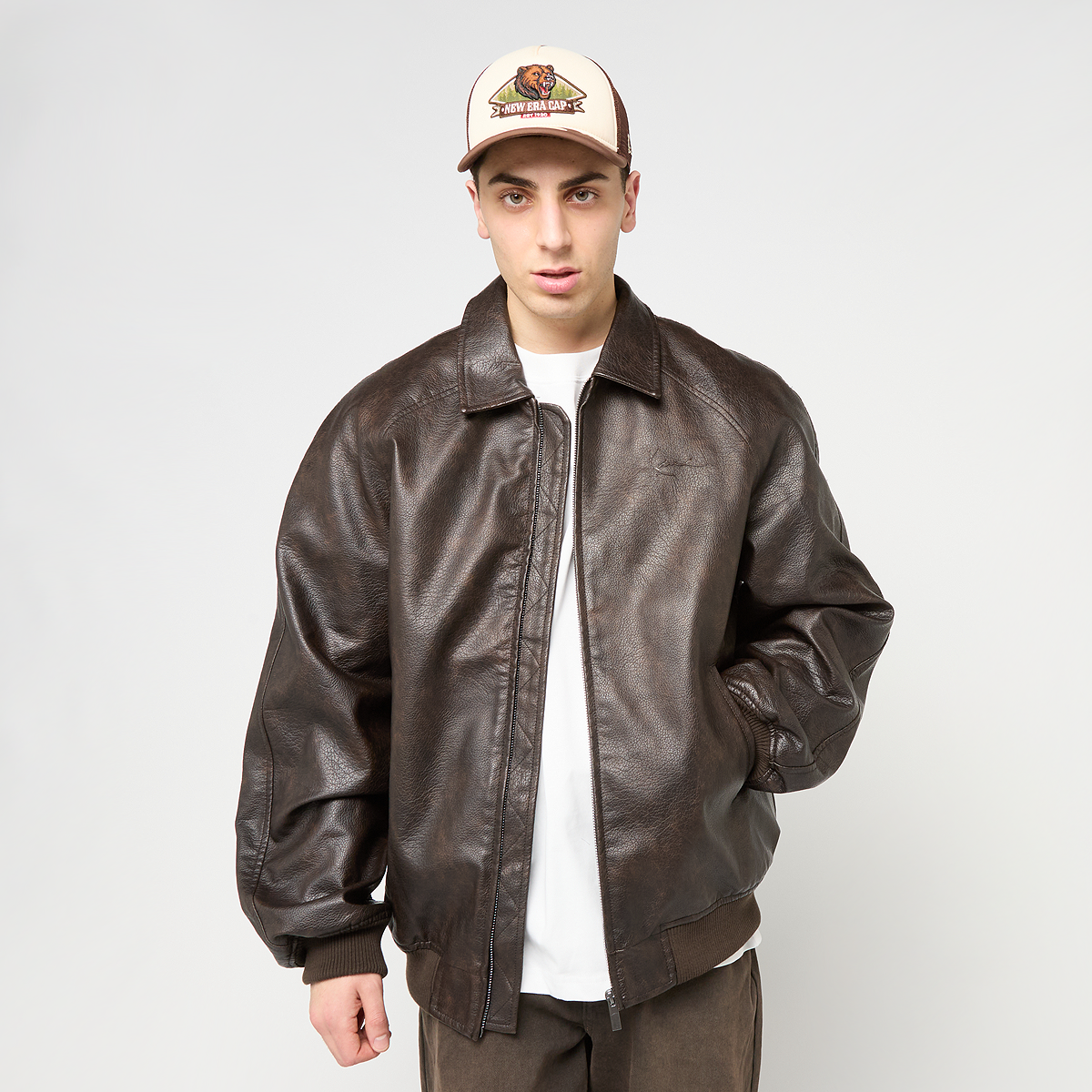 Karl Kani Signature Pu Leather Bomber Jacket marrón | KM261-010-1
