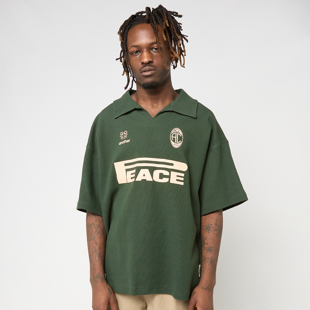 トップス ENDLESS MADE Tokyo polo shirt Another Cotton Lab Peace Waffle Polo vert | ACL-261-WP-401-006