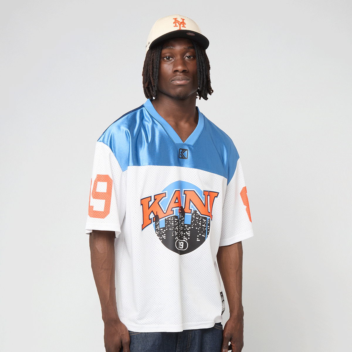 Karl Kani OG Sport College Mesh Boxy Football Jersey blanco