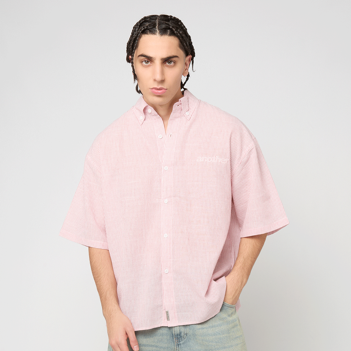 Another Cotton Lab The Short Sleeve Shirt rosa | ACL-262-HMD-471