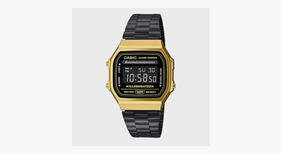 Casio vintage watch black gold sales