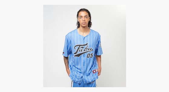FUBU Varsity Mesh Pinstripe Baseball Jersey blau kaufen SNIPES