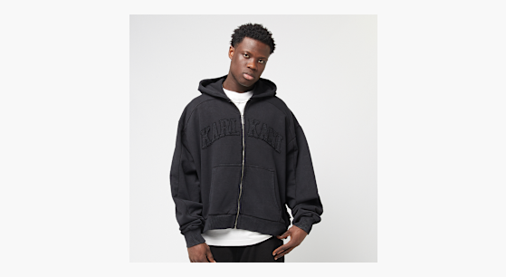 KARL KANI◆カールカナイ フーディ College Heavy Crop [Black] Karl Kani College Heavy Crop Zip Hoodie noir (KM251-024-3)