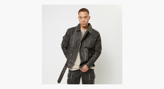 Smoke Rise Washed Vegan Leather Biker Jacket schwarz kaufen SNIPES