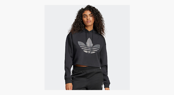 Adidas originals strict/clash trefoil crop hoodie best sale