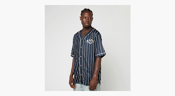 Maillot De Baseball Homme KARL KANI - Bleu - Col V - Taille L - Polyester - Vintage 2000s