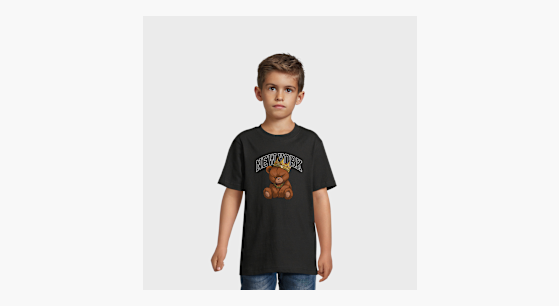 Mister Tee - Kids NY Crowned Bear Tee noir | MTK39