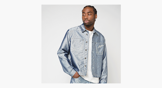 Karl Kani Jeans Cropped Silver Denim Jacket gris | KM261-013-2