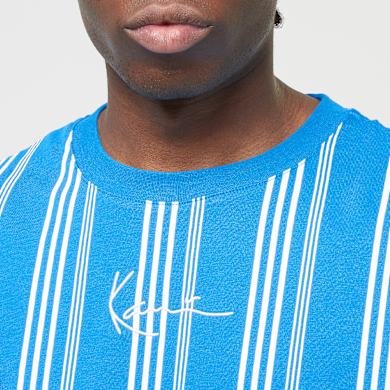 Karl Kani signature oversized t-shirt in blue multi-coloured vertical