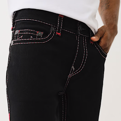 True Religion Ricky Super T Pick Stitch Straight Jeans czarny
