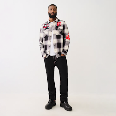 True Religion Ricky Super T Pick Stitch Straight Jeans czarny