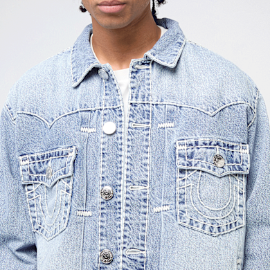 True Religion Super T Oversized Denim Jacket niebieski (109464-IYMB)