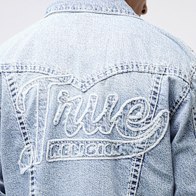 True Religion Super T Oversized Denim Jacket blau | 109464-IYMB