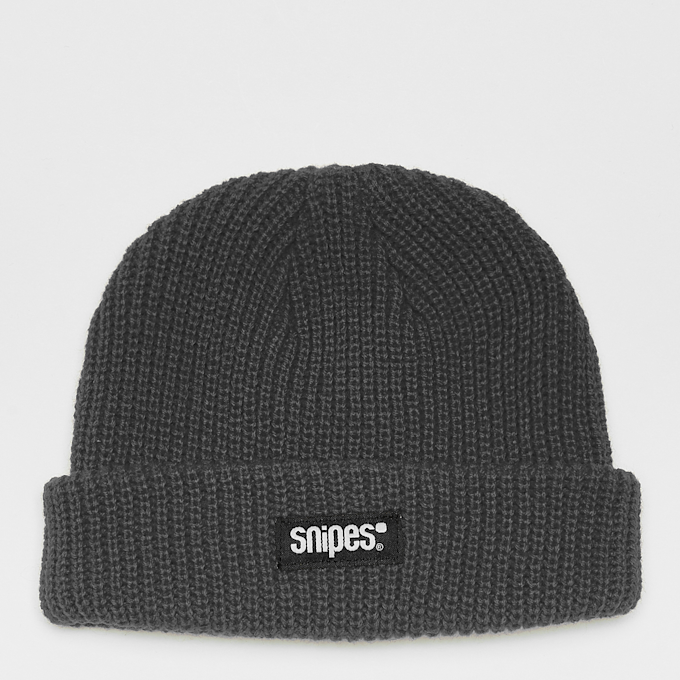 SNIPES Woven Label Fisherman Beanie charcoal siva 46853 1