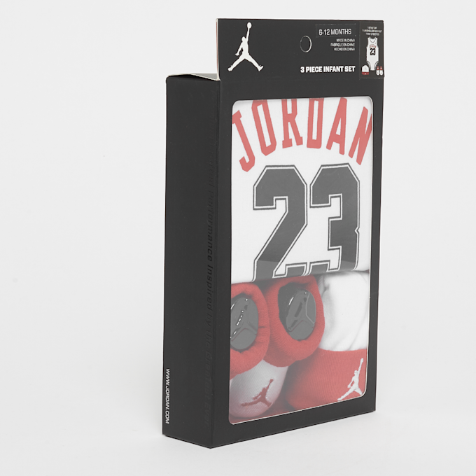 Jordan Jordan 23 Jersey Hat/Bodysuit/Bootie Set 3PC branco 414 3