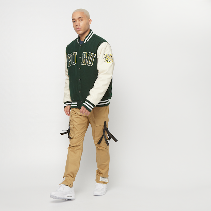 FUBU Fake Leather Wool Blend College Jacket schwarz 908 8