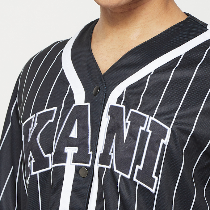 Karl Kani Serif Pinstripe Baseball Shirt zwart 4108 3