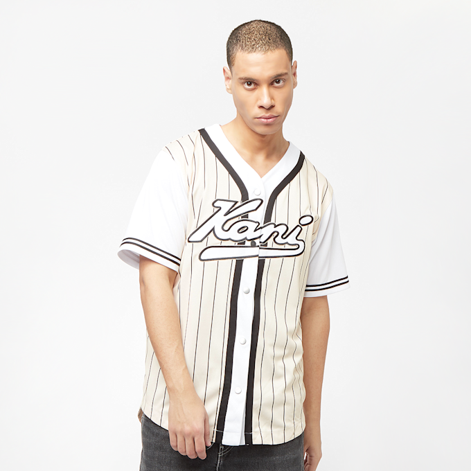 Karl Kani Varsity Block Pinstripe Baseball Shirt bianco 4114 1