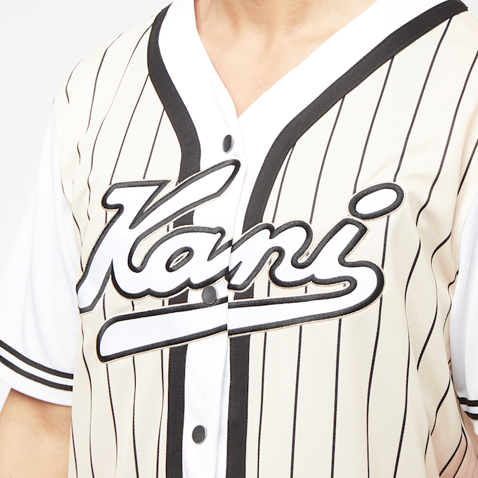 Karl Kani Varsity Block Pinstripe Baseball Shirt blanco 4114 3