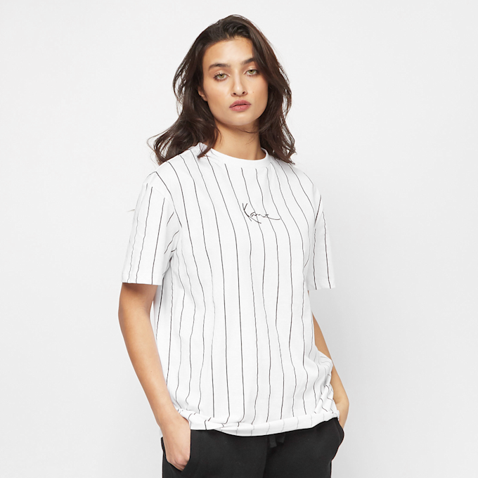 Karl Kani Small Signature Essential Pinstripe OS Tee branco 9879 1