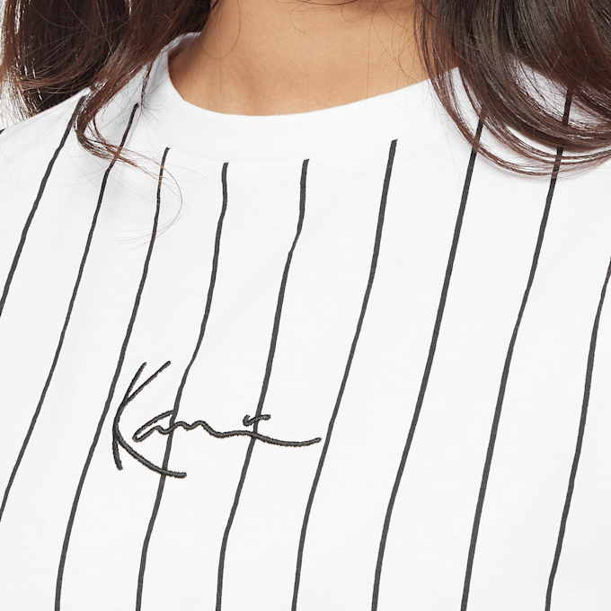 Karl Kani Small Signature Essential Pinstripe OS Tee branco 9879 3