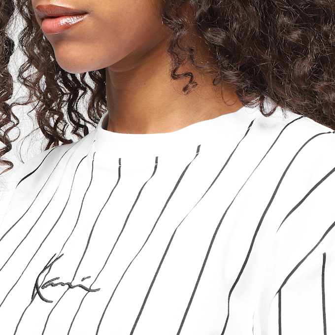 Karl Kani Small Signature Essential Pinstripe OS Tee bianco 11556 3