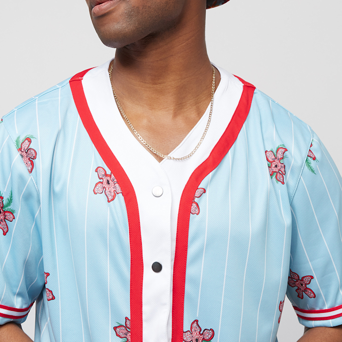 Karl Kani x Stranger Things Woven Signature Pinstripe Baseball Shirt bleu 12972 3