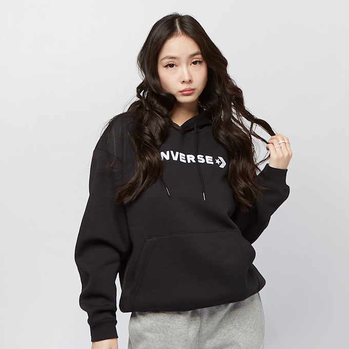 Converse Strip Wordmark Oversized Fleece Hoodie szary 15811 1