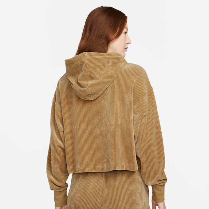 Nike Sportswear Women's Velour Cropped Pullover Hoodie beige 16120 2