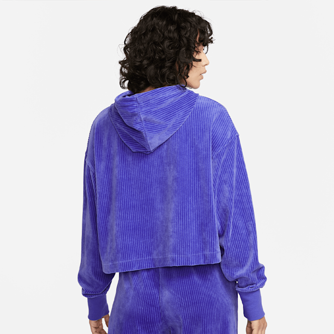 Nike   Sportswear Women's Velour Cropped Pullover Hoodie bleu 16121 2