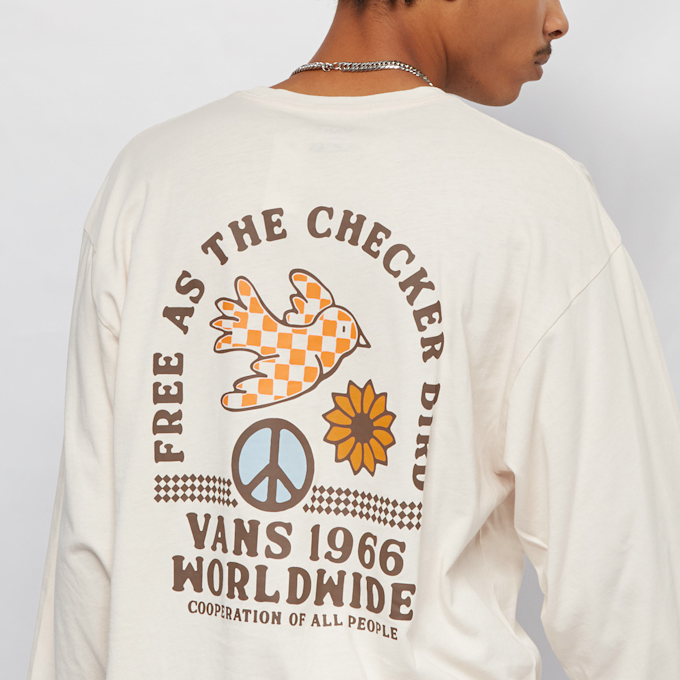 Vans Free As A Checker Bird Long Sleeve Tee blanc 16554 1