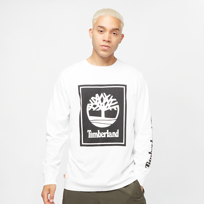 Timberland Long Sleeve Front Stack Logo Tee (Regular) blanc 17288 1