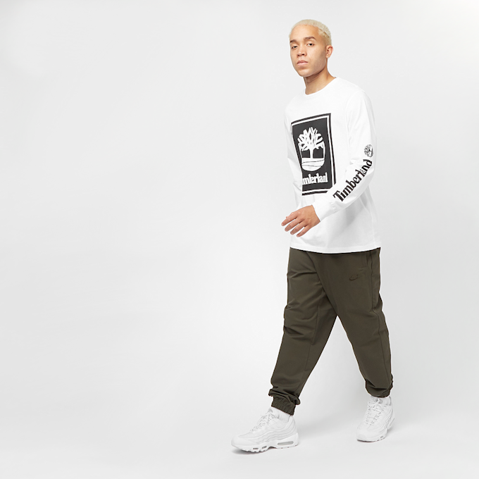 Timberland Long Sleeve Front Stack Logo Tee (Regular) blanc 17288 6