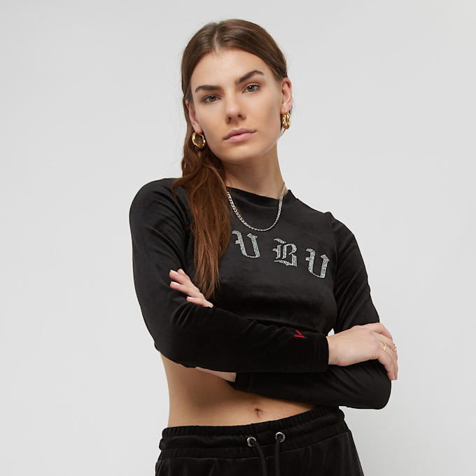 FUBU Old English Rhinestone Velours Long Sleeve noir 18056 1