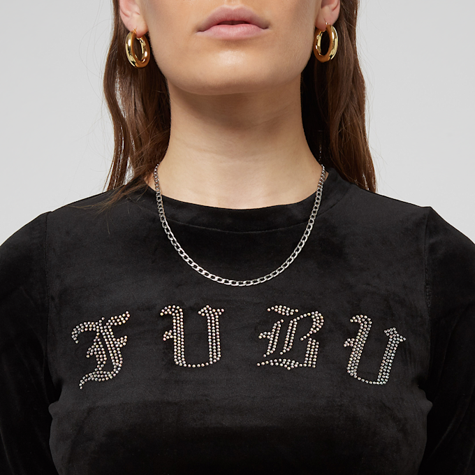 FUBU Old English Rhinestone Velours Long Sleeve schwarz 18056 3