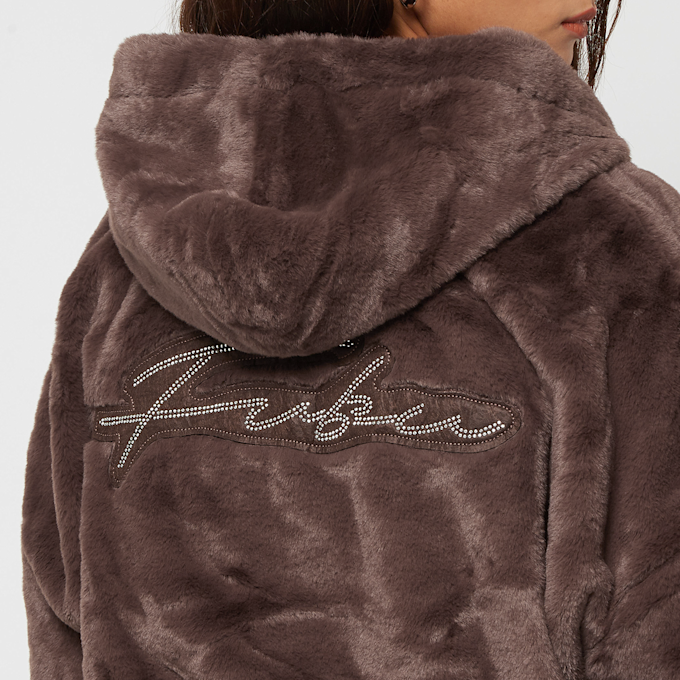 FUBU Signature Rhinestone Fur Jacket marrón 18081 5