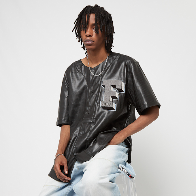 FUBU College Leather Baseball Jersey schwarz 18109 1
