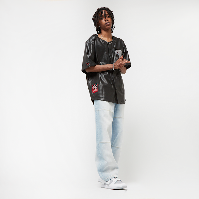 FUBU College Leather Baseball Jersey czarny 18109 6