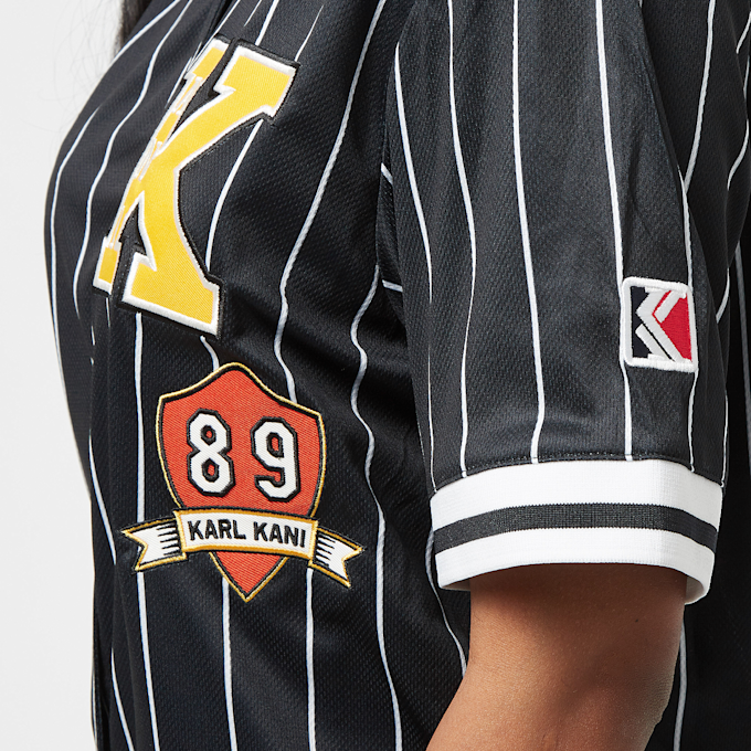 Karl Kani Retro Patch Pinstripe Baseball Shirt zwart 13148 4