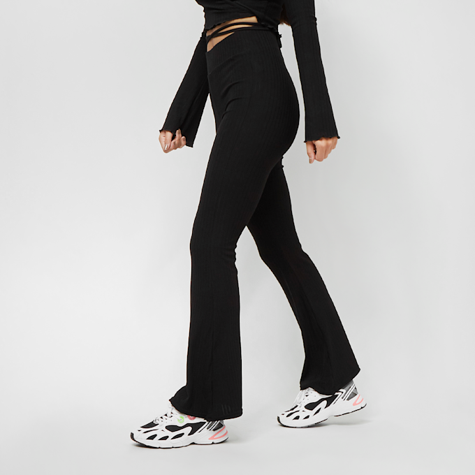 Urban Classics Ladies High Waist Rib Flared Leggings schwarz 13450 1