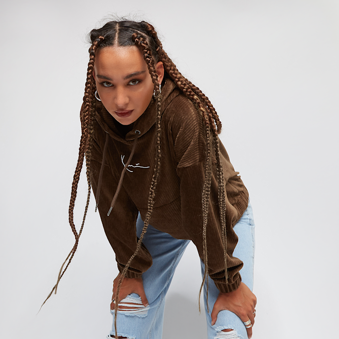 Karl Kani Small Signature Corduroy Oversize Hoodie brązowy 14374 1