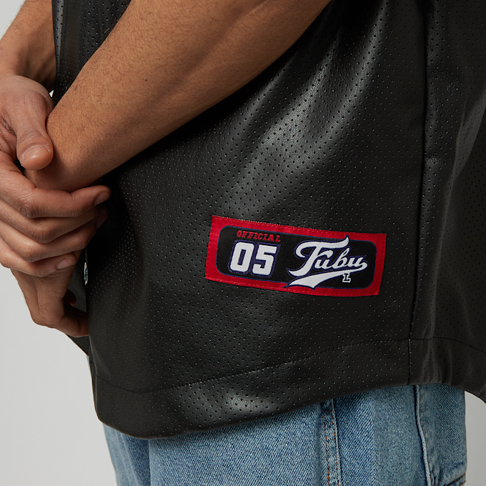 FUBU Varsity Leather Baseball Jersey grijs 15514 5