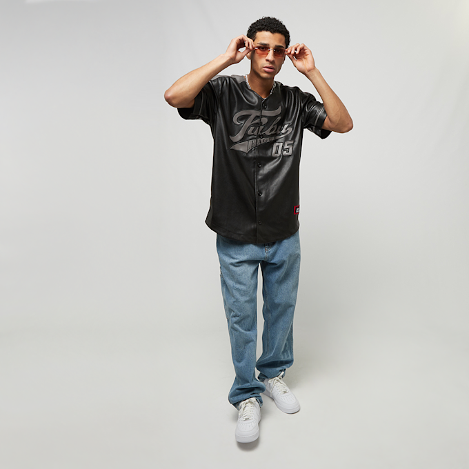 FUBU Varsity Leather Baseball Jersey gris 15514 6