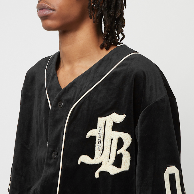 FUBU Old English Velour Baseball Jersey bianco 18433 3