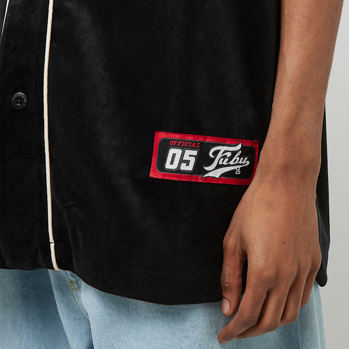 FUBU Old English Velour Baseball Jersey bianco 18433 4