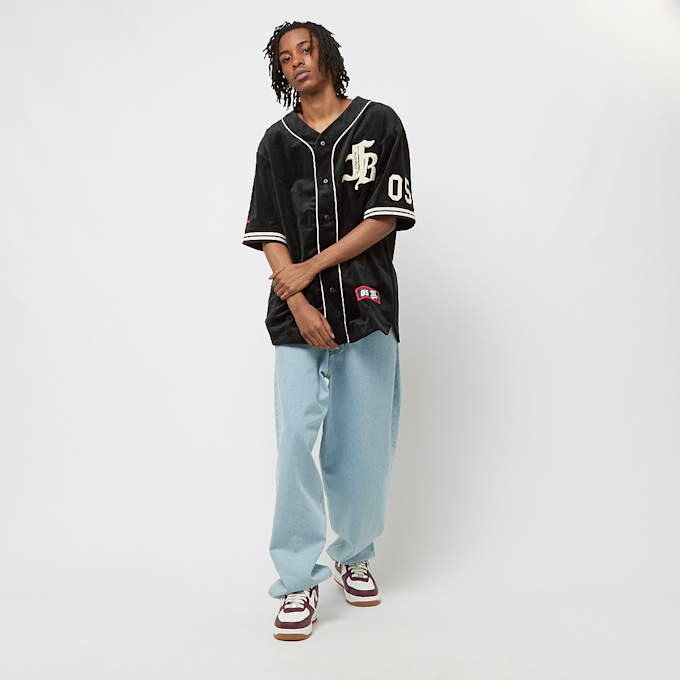 FUBU Old English Velour Baseball Jersey bianco 18433 7
