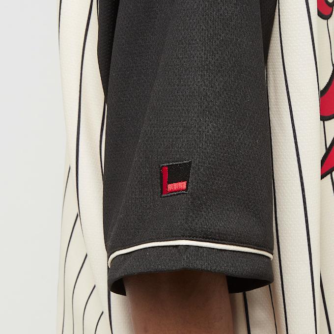 FUBU Varsity Pinstriped Baseball Jersey bianco 18434 6