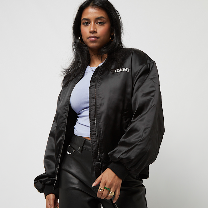 Karl Kani Chest Retro Satin Bomber Jacket crna 18462 1